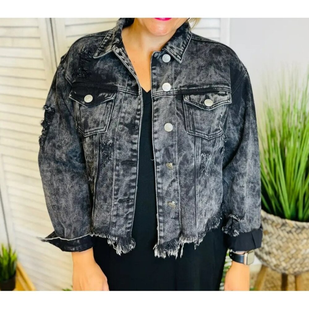 New Vintage POL Love Me Denim Jacket Acid Wash Size M Oversized